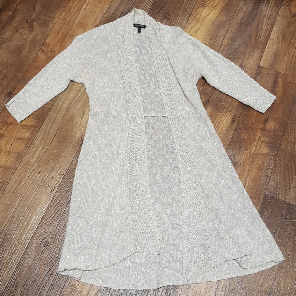 Eileen Fisher 3/4 Sleeve Long Open Cardigan